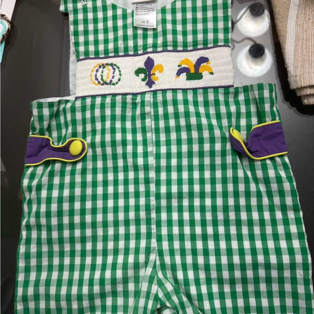 Green Checkered JonJon with Embroidery